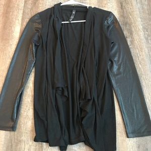 Black sweater with pleather sleeves